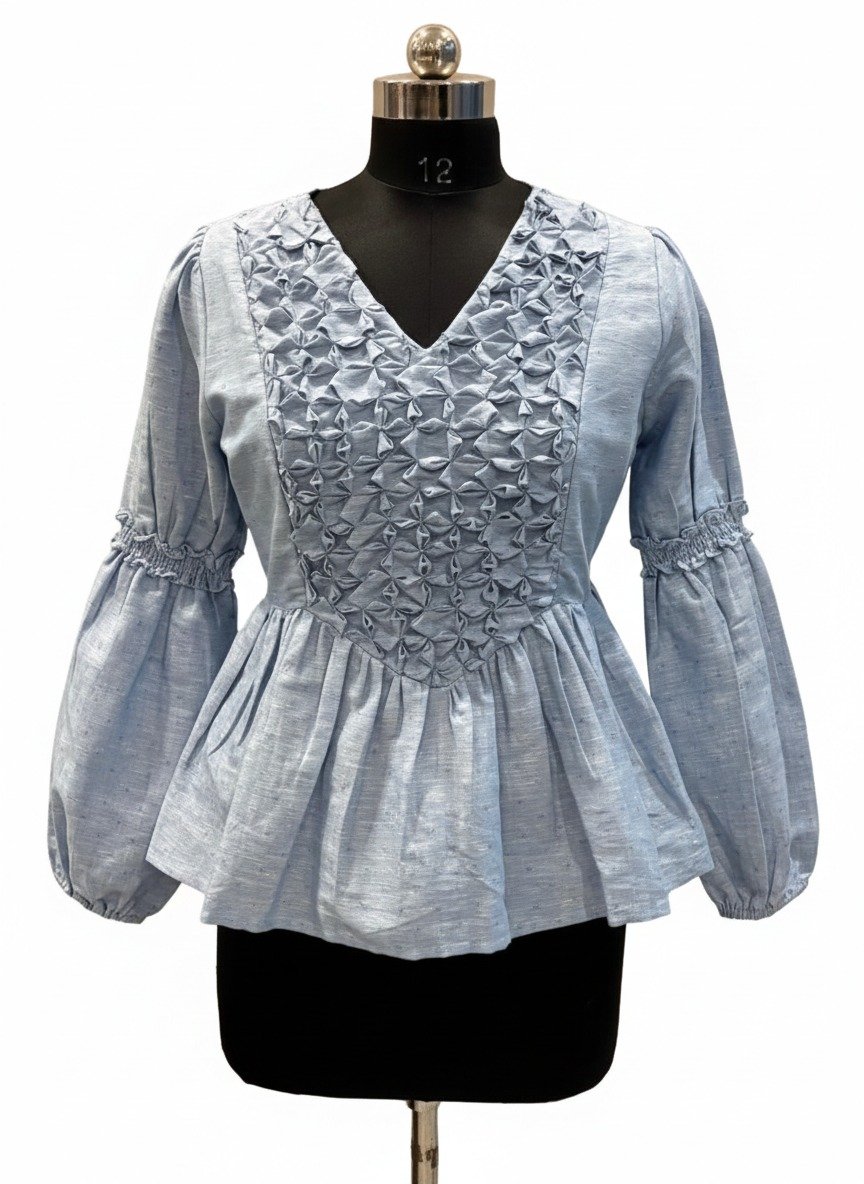 Puff sleeve woven tunic top manufacturer India